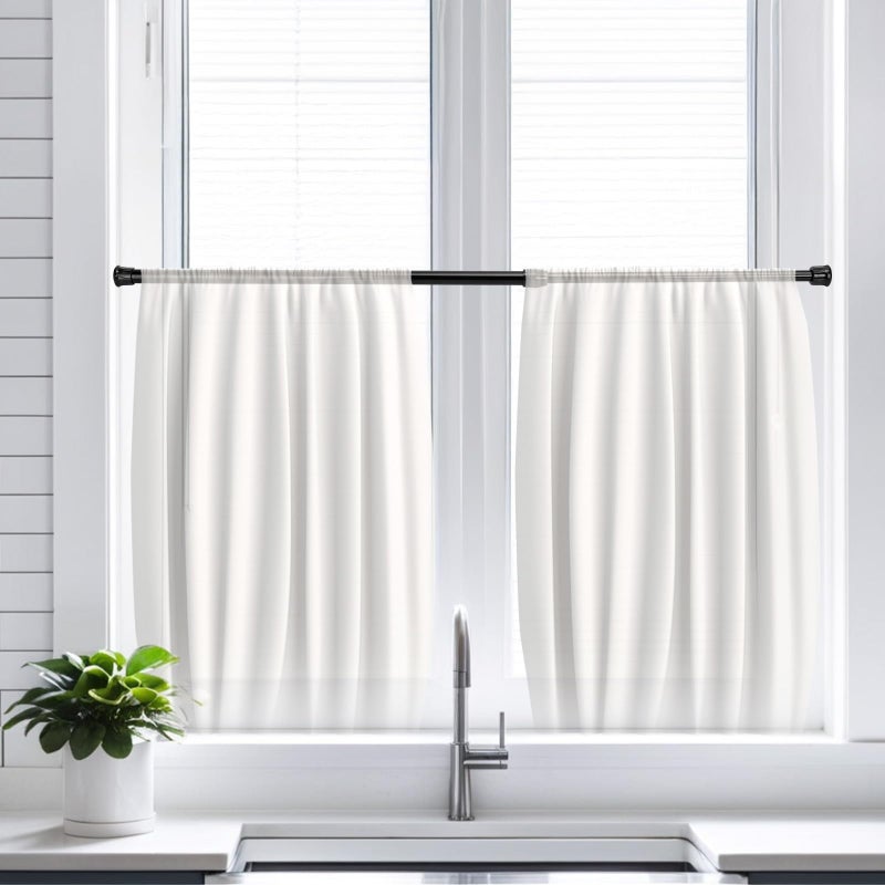 Ginbel Direct 2 Pack Tension Curtain Rod 15.7-28 Inch, Small Short Adjustable Extendable Spring Loaded Rods for Windows Cabinet Blinds Closet Bedroom Kitchen Bathroom Door No Drilling, Black - Image 2
